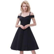 Belle Poque Correas de espagueti Alto Stretchy A-Line negro Retro Vintage Swing vestido BP000390-1